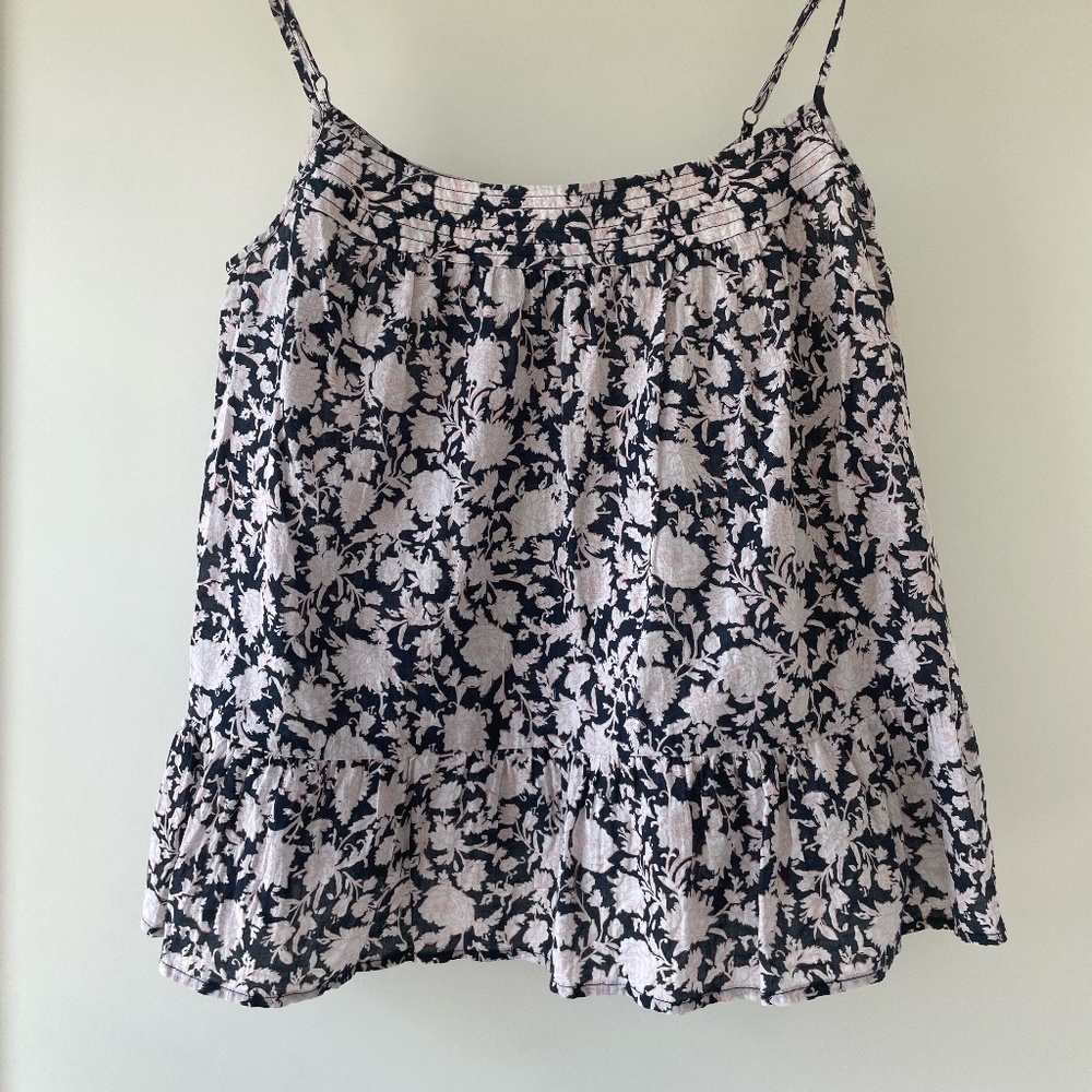 Jcrew Blockprint Ruffled Tank